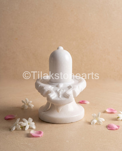 Shiva Mukha Shivlingum 9" Vietnam Pure White Marble