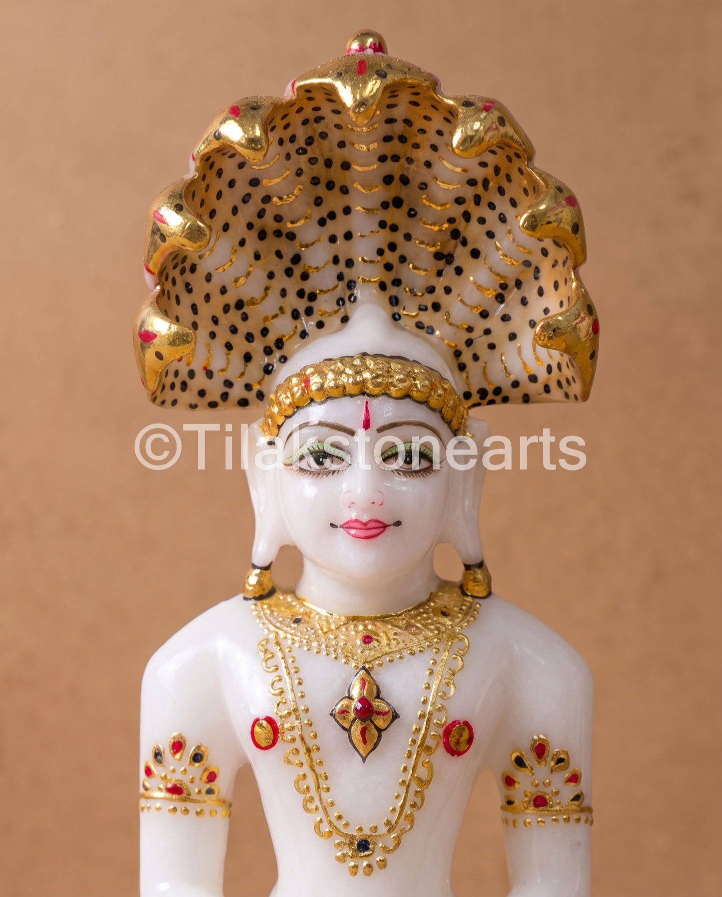 Parshwanath Bhagwan Jain God 9" Vietnam Pure White Marble Idol