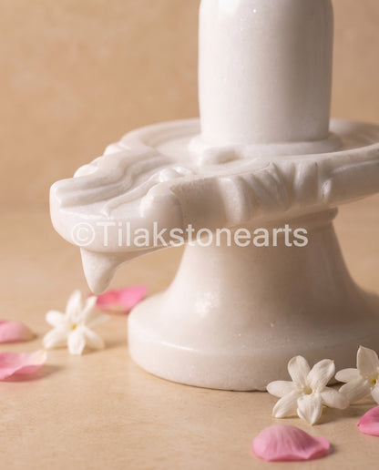 Shiva Mukha Shivlingum 9" Vietnam Pure White Marble
