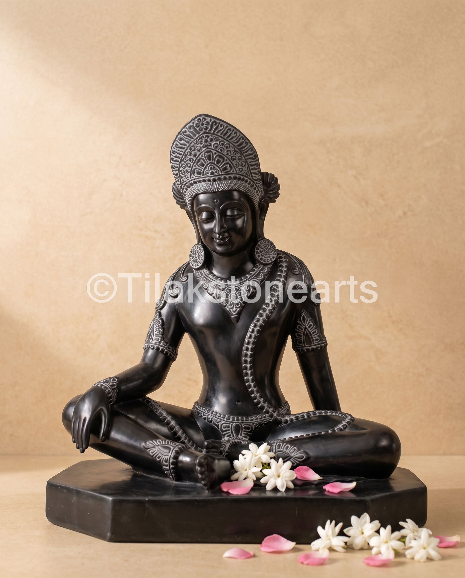 Divine Gautam Buddh 27" Pure Natural Black Stone Idol