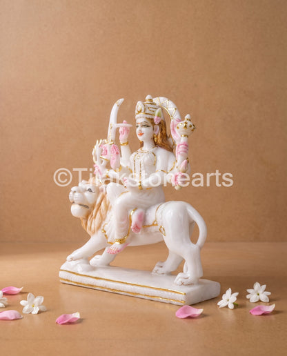 Durga Shakti Mata 11" Vietnam Pure White Marble Idol
