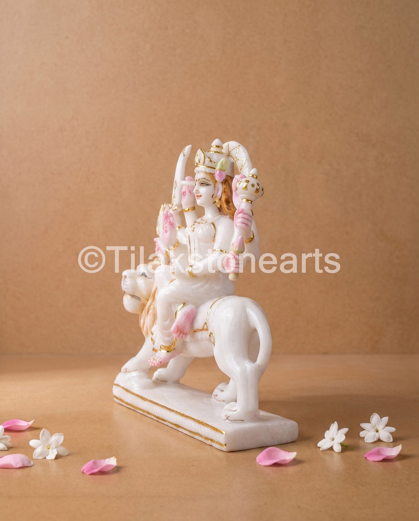 Durga Shakti Mata 11" Vietnam Pure White Marble Idol