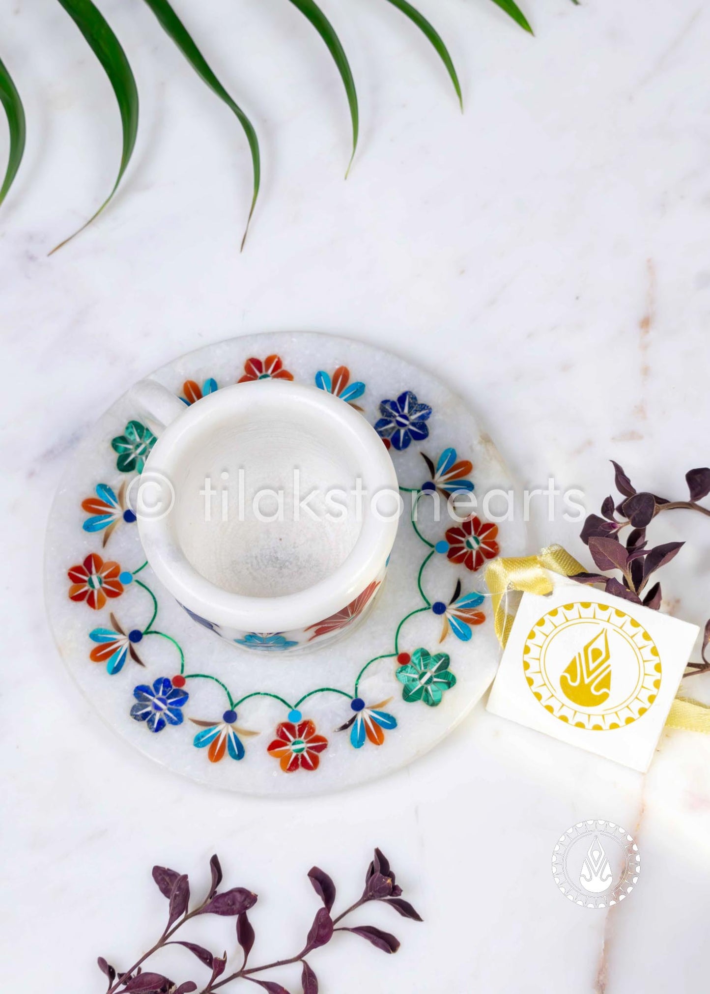 Cup Plate Set 3" | Inlay Stones