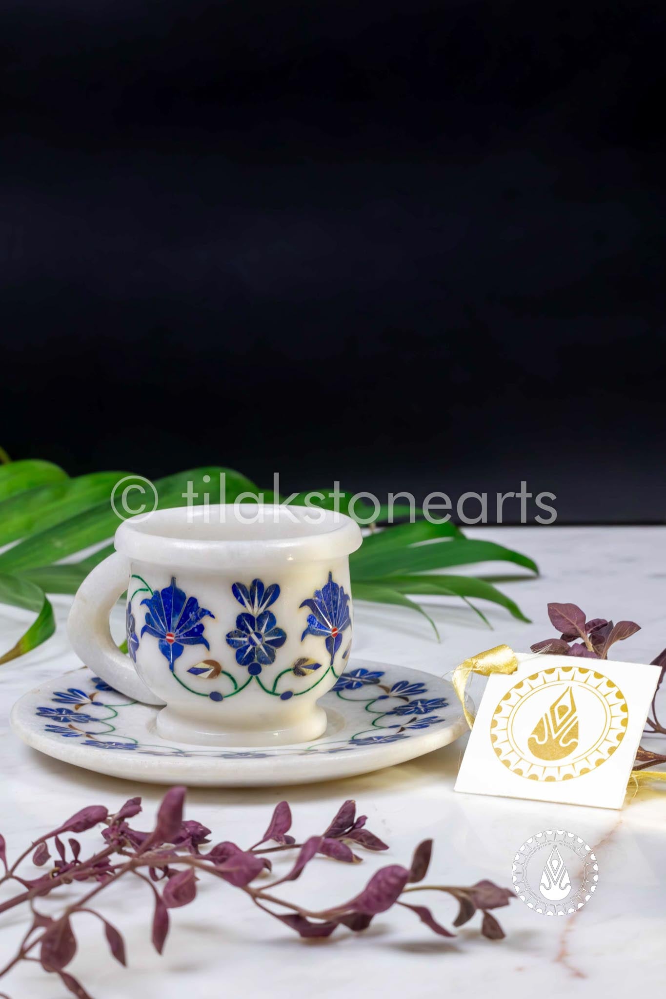 Cup Plate Set 3" | Inlay Stones