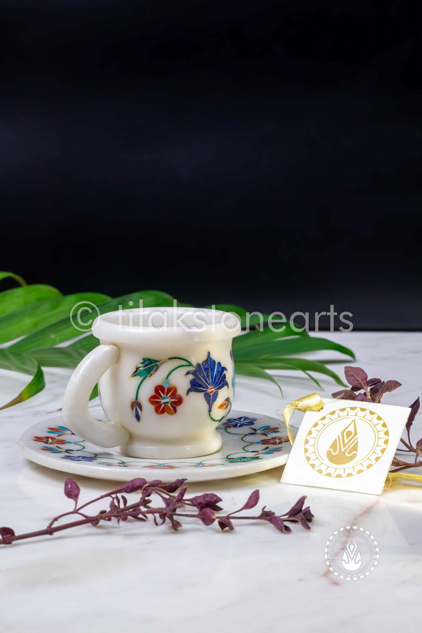 Cup Plate Set 3" | Inlay Stones