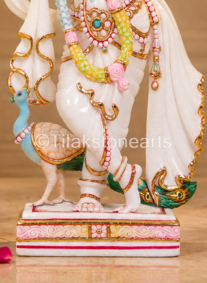 The Divine Murlidhar Krishna Ji 18” Vietnam Pure White Marble Idol