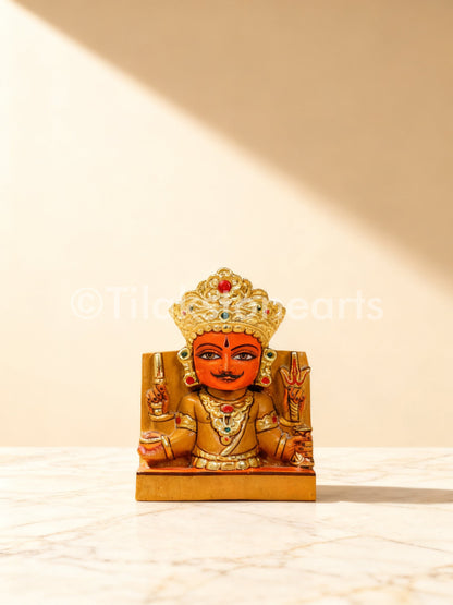 Nakoda Bhairav Jain God 6" Natural Yellow Stone Idol