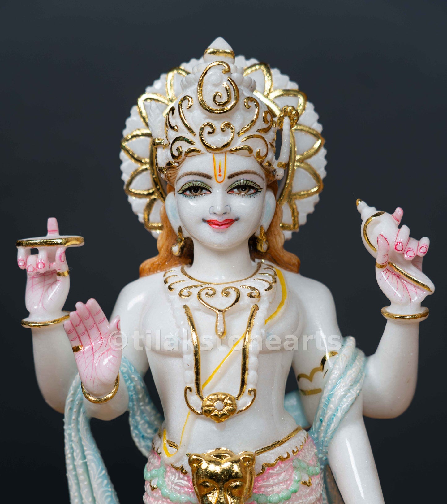 Vishnu Laxmi 18" Vietnam Pure White Marble Idol Pair