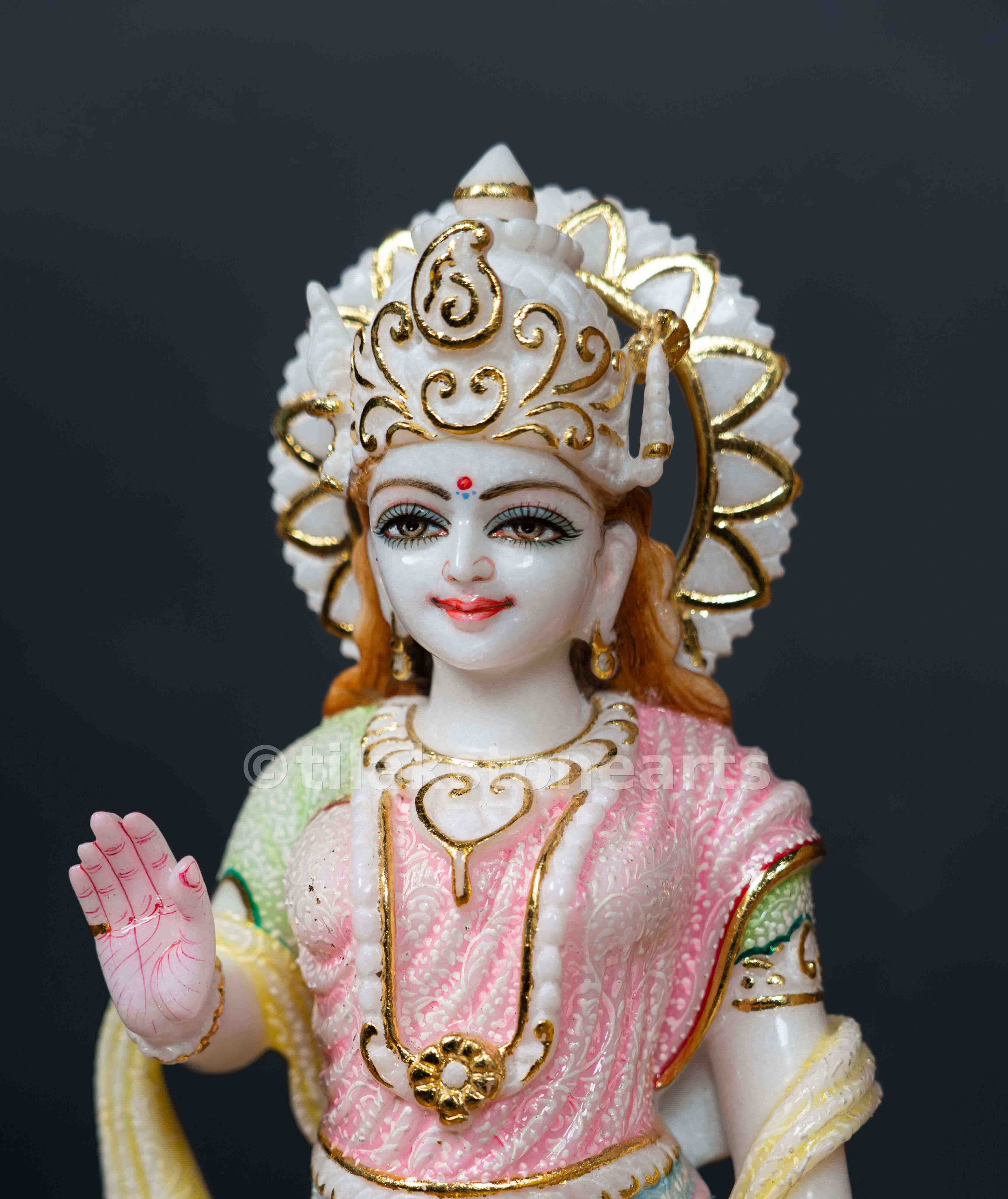 Vishnu Laxmi 18" Vietnam Pure White Marble Idol Pair