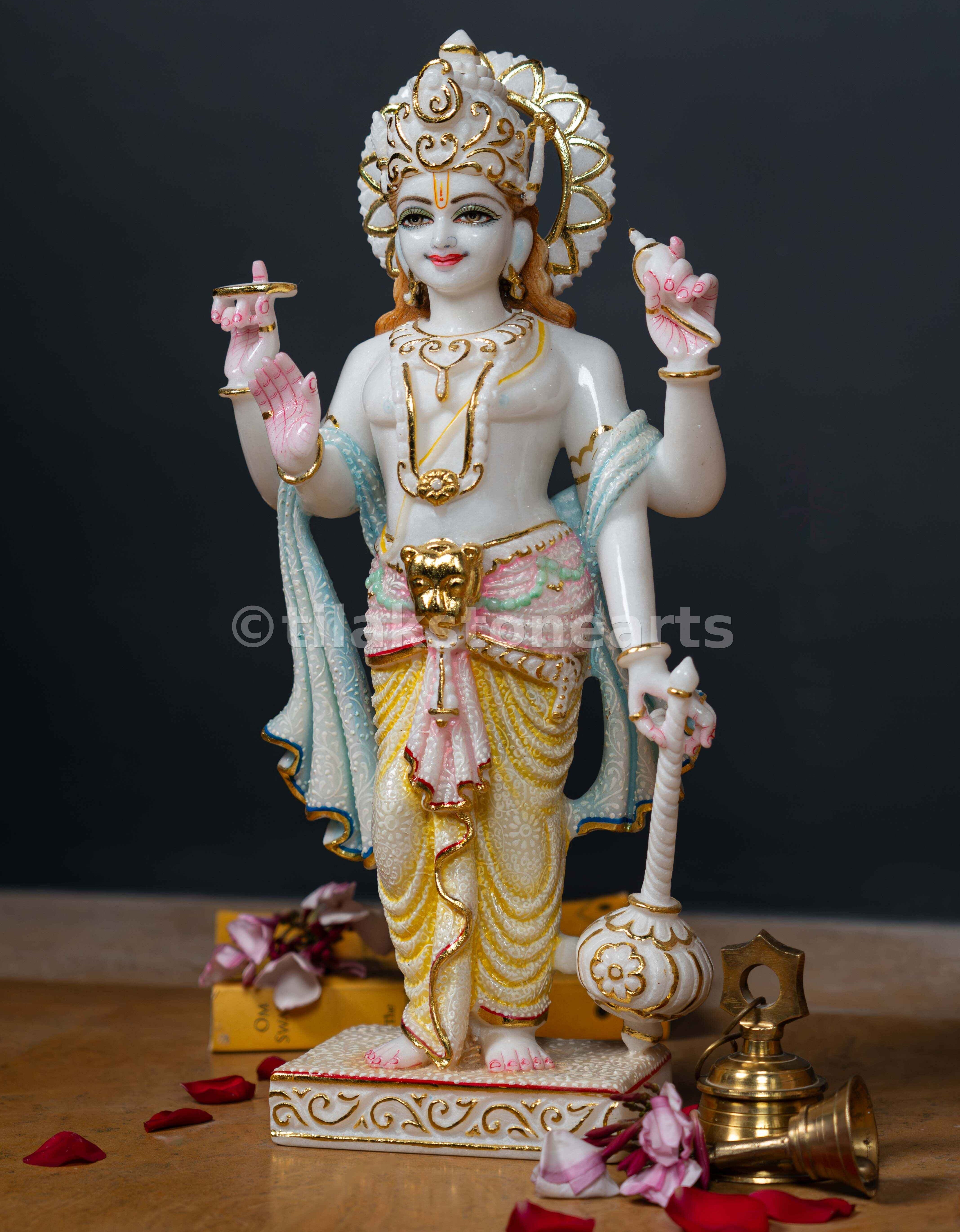 Vishnu Laxmi 18" Vietnam Pure White Marble Idol Pair