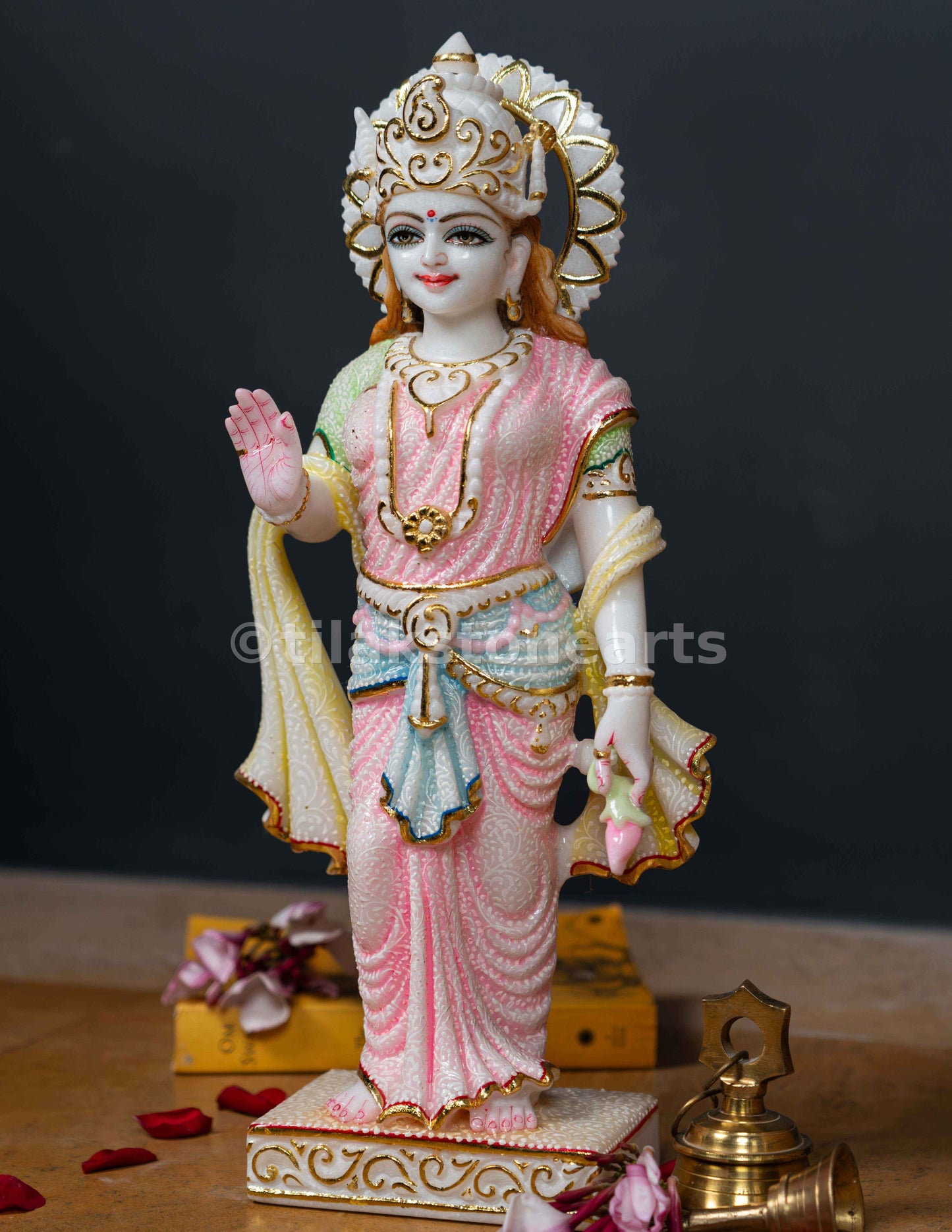 Vishnu Laxmi 18" Vietnam Pure White Marble Idol Pair