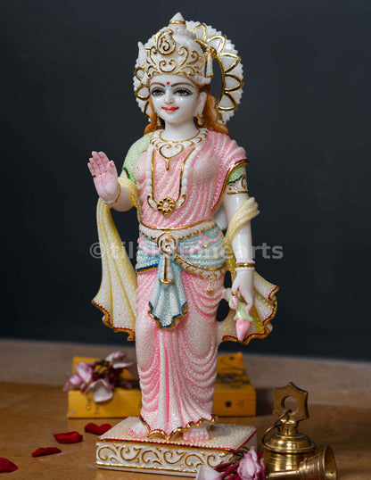 Vishnu Laxmi 18" Vietnam Pure White Marble Idol Pair