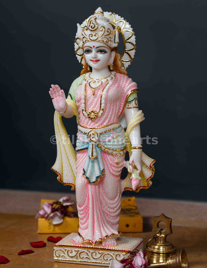 Vishnu Laxmi 18" Vietnam Pure White Marble Idol Pair