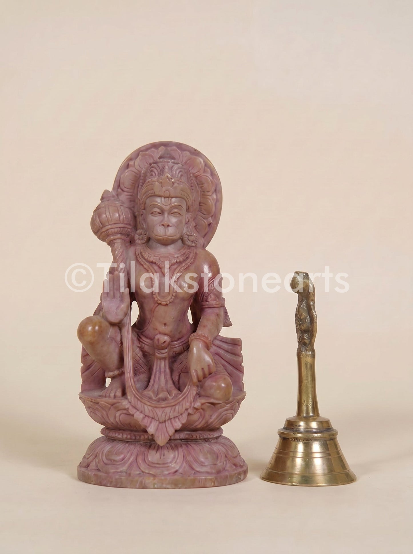 Lord Hanuman 6” Natural Oakwood Stone Idol