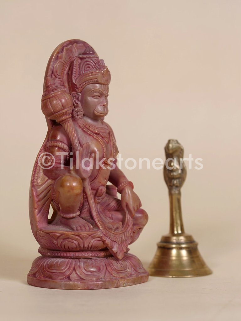 Lord Hanuman 6” Natural Oakwood Stone Idol