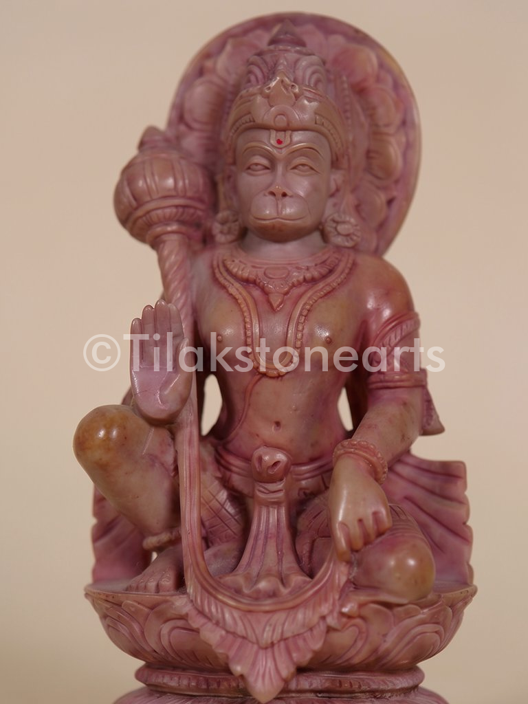 Lord Hanuman 6” Natural Oakwood Stone Idol