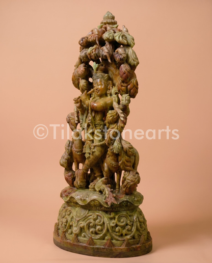 Lord Krishna 34” Natural Oakwood Stone Idol