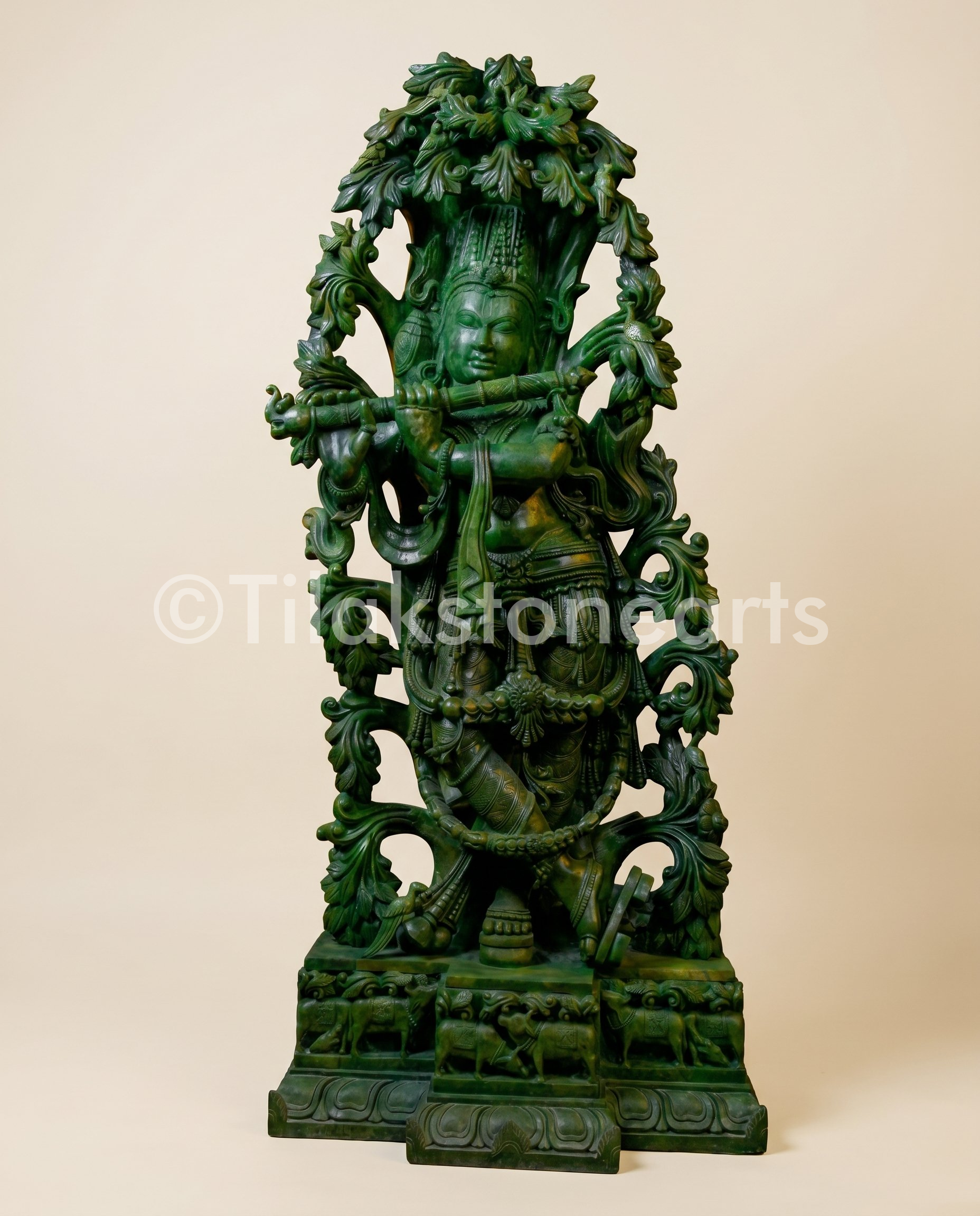 Lord Krishna 42” Natural Jade Onyx Stone Idol