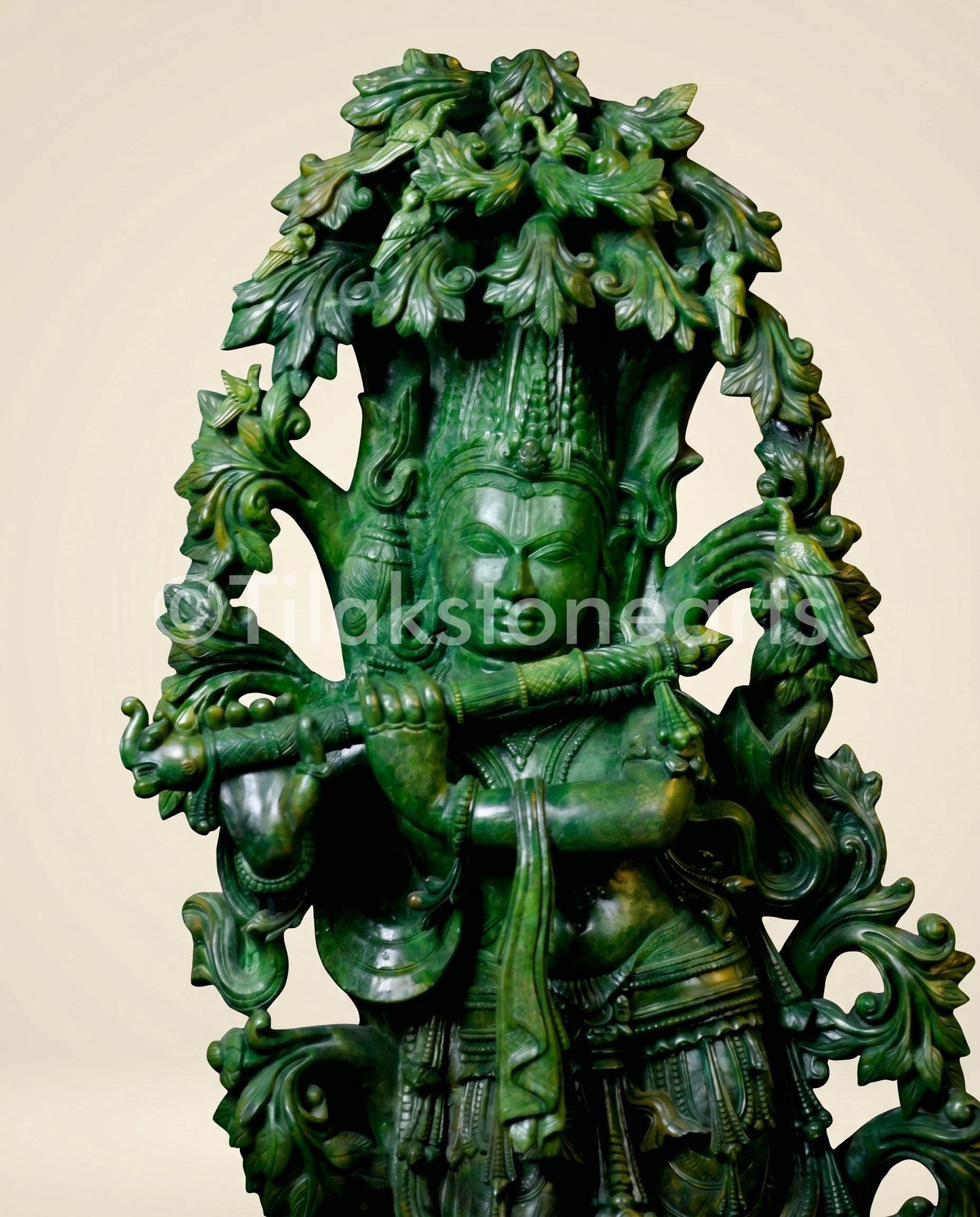 Lord Krishna 42” Natural Jade Onyx Stone Idol