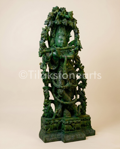 Lord Krishna 42” Natural Jade Onyx Stone Idol