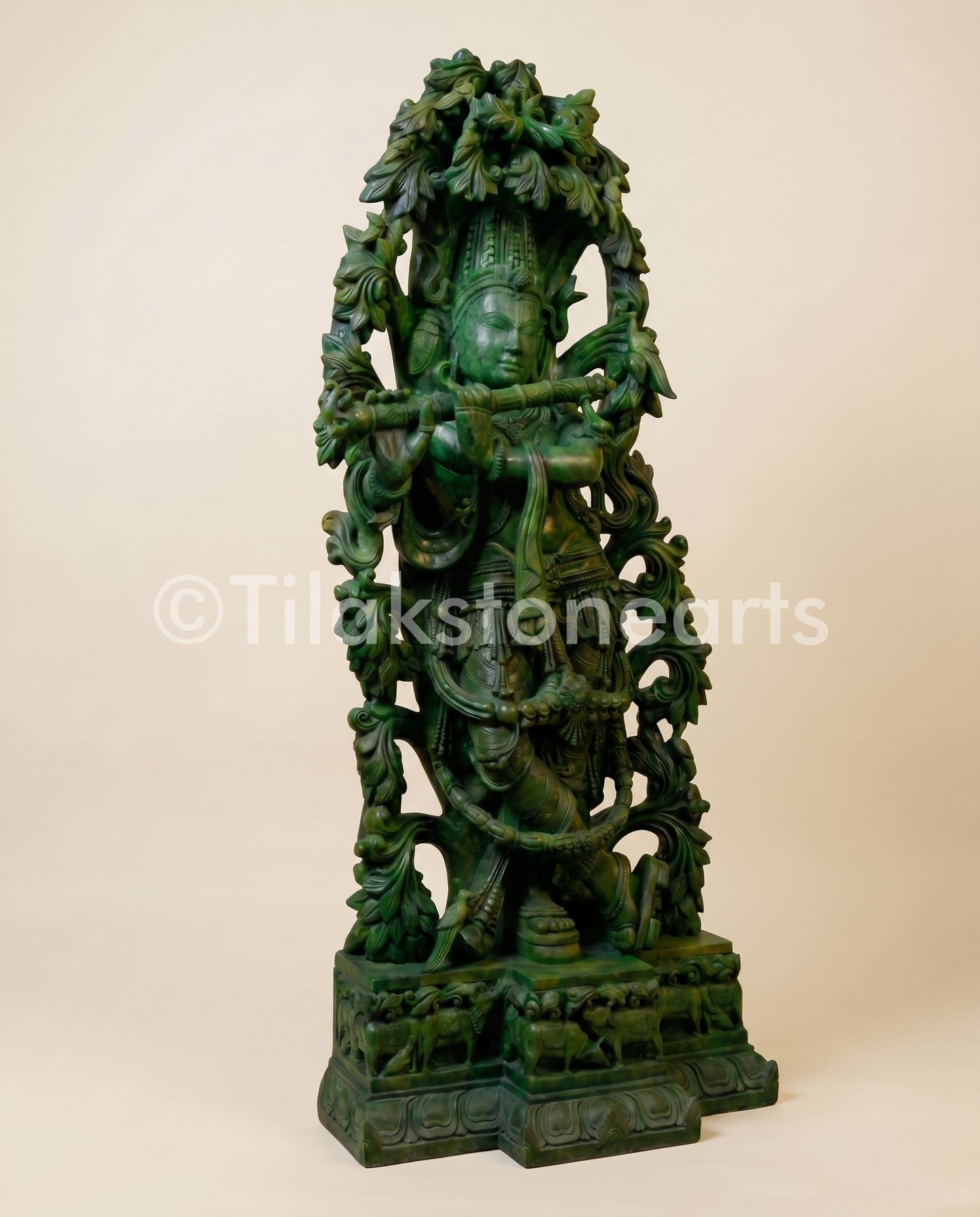 Lord Krishna 42” Natural Jade Onyx Stone Idol