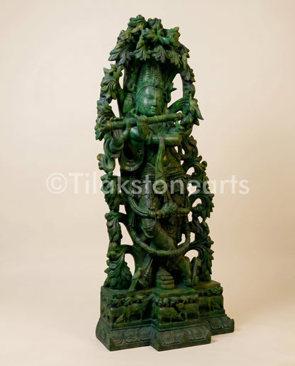 Lord Krishna 42” Natural Jade Onyx Stone Idol