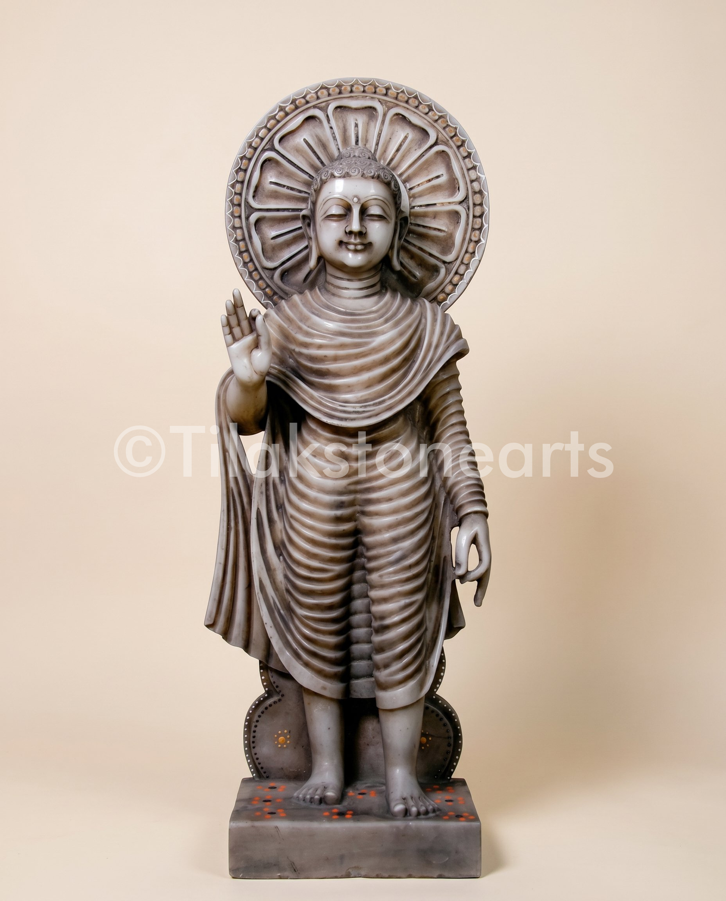 Antique Buddha Idol 31" Antique Marble