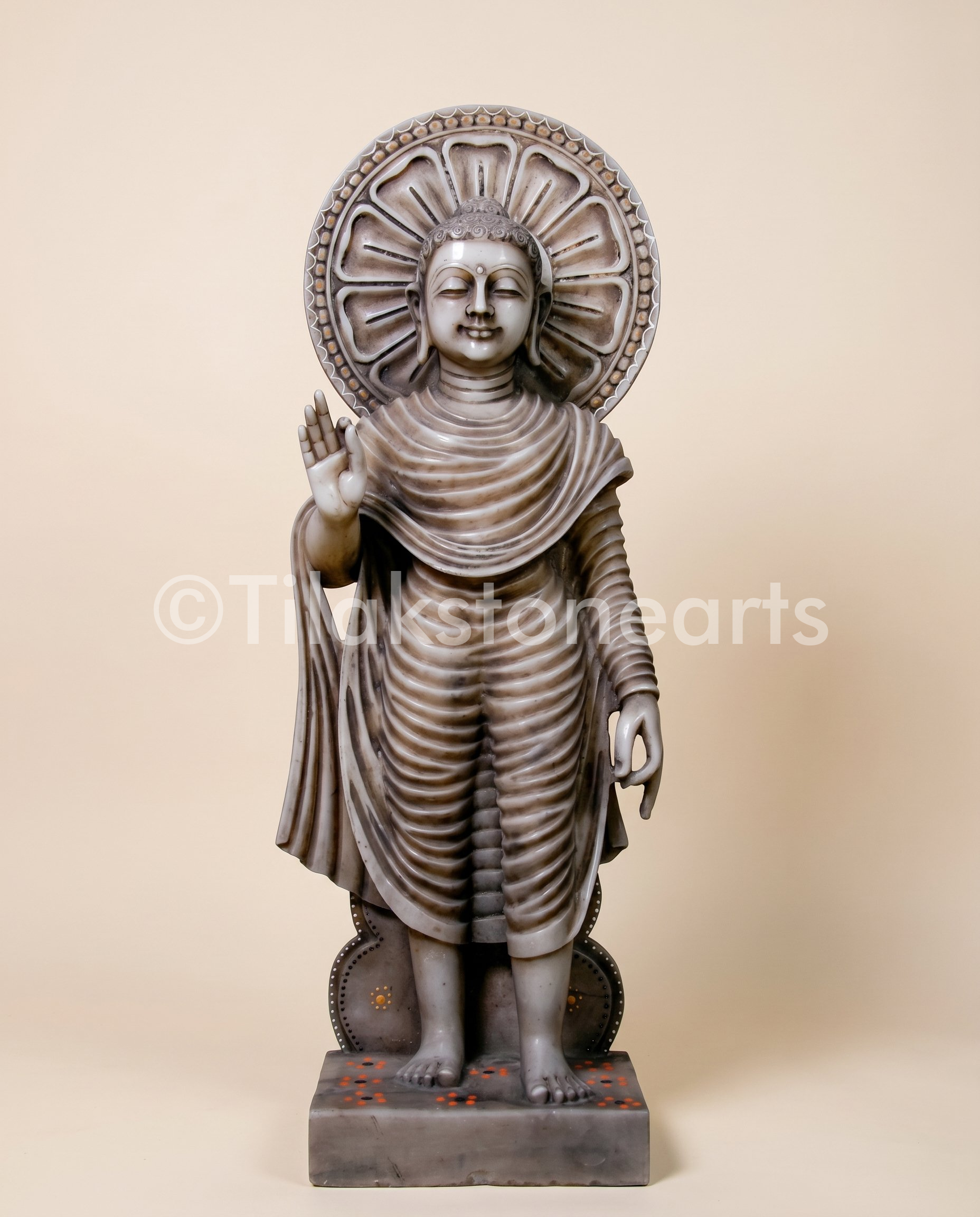 Antique Buddha Idol 31" Antique Marble