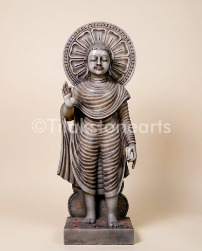 Antique Buddha Idol 31" Antique Marble