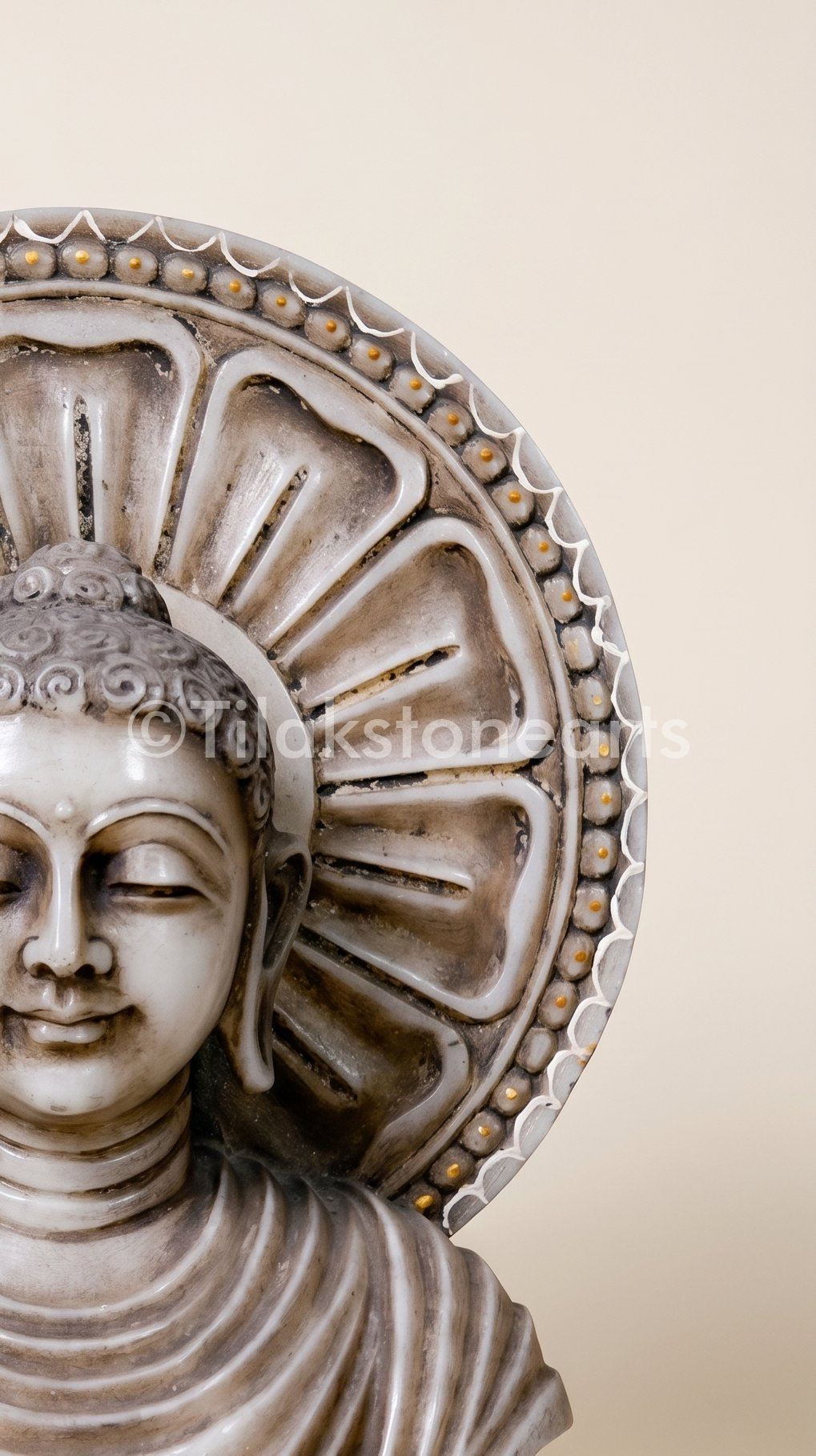 Antique Buddha Idol 31" Antique Marble