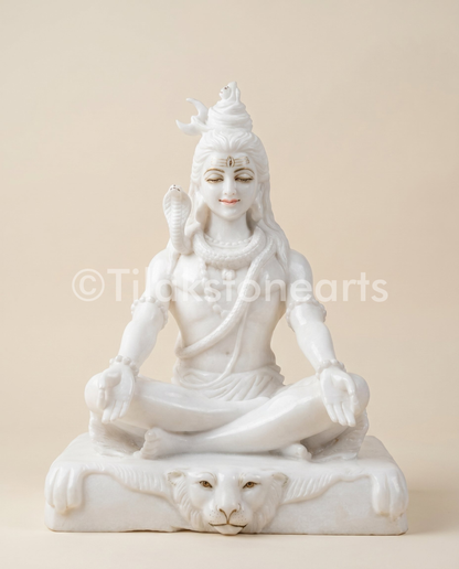 Lord Shiva 18" Vietnam Pure White Marble Idol
