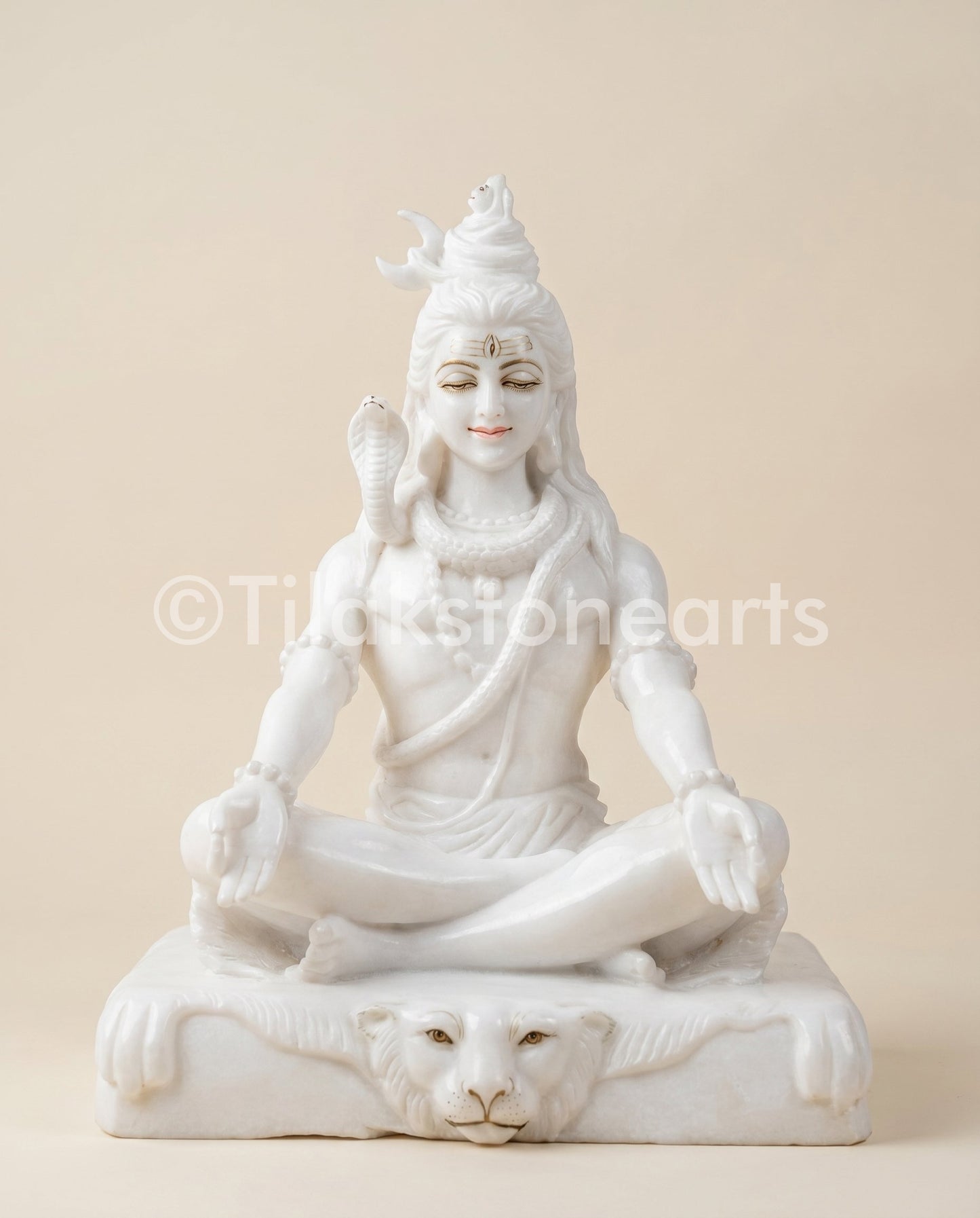 Lord Shiva Meditation 18" Vietnam Pure White Marble Idol