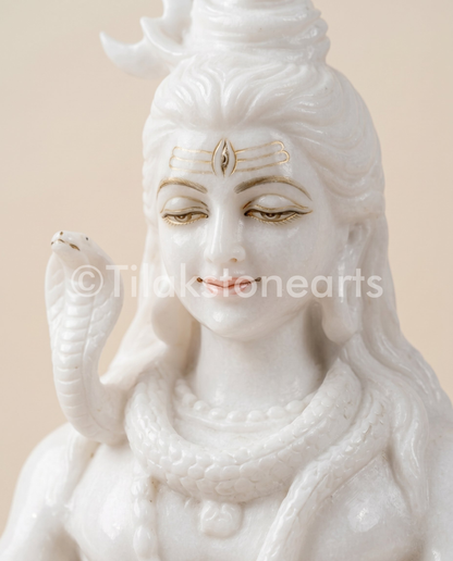 Lord Shiva 18" Vietnam Pure White Marble Idol