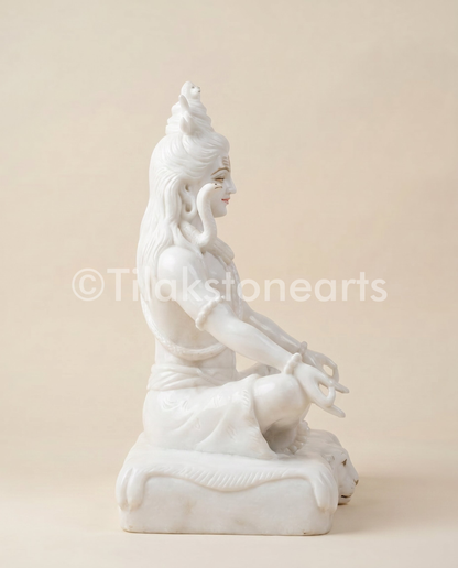 Lord Shiva 18" Vietnam Pure White Marble Idol