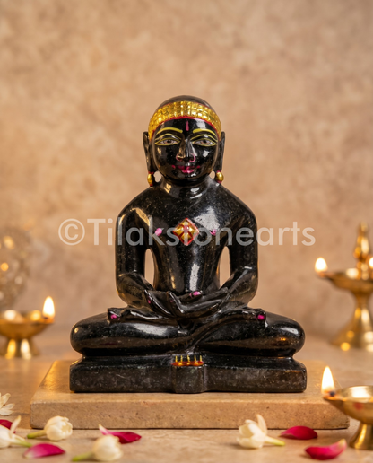 Parshwanath Jain God 5" Black Marble Stone Idol