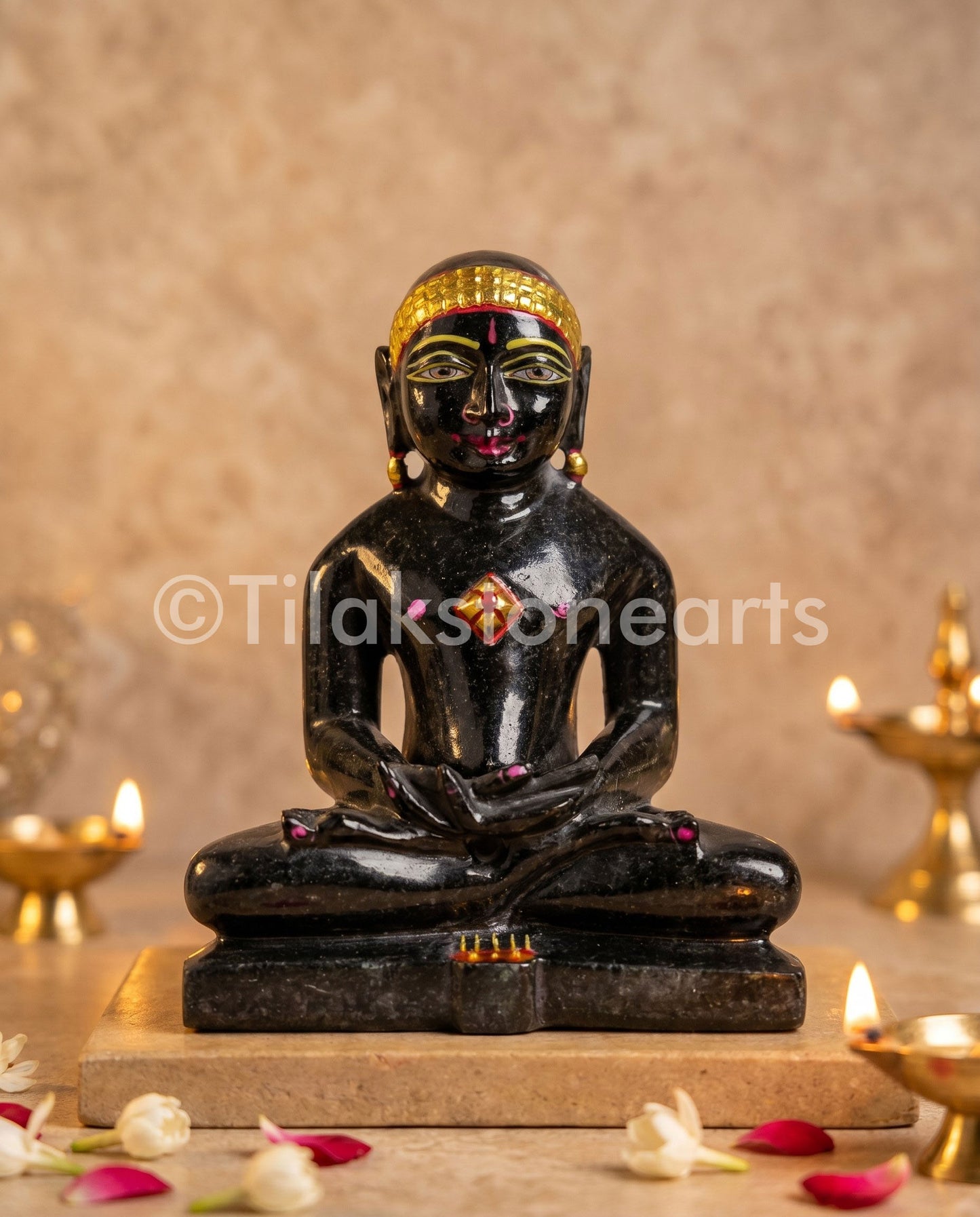 Parshwanath Jain God 5" Black Marble Stone Idol