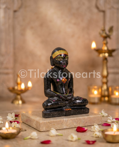 Parshwanath Jain God 5" Black Marble Stone Idol