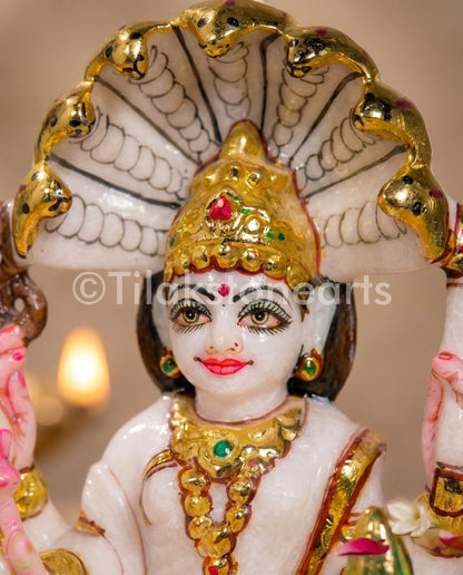 Maa Padmavati Jain God 6" Vietnam Pure White Marble Idol
