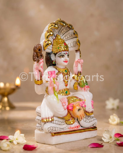 Maa Padmavati Jain God 6" Vietnam Pure White Marble Idol