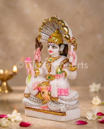 Maa Padmavati Jain God 6" Vietnam Pure White Marble Idol