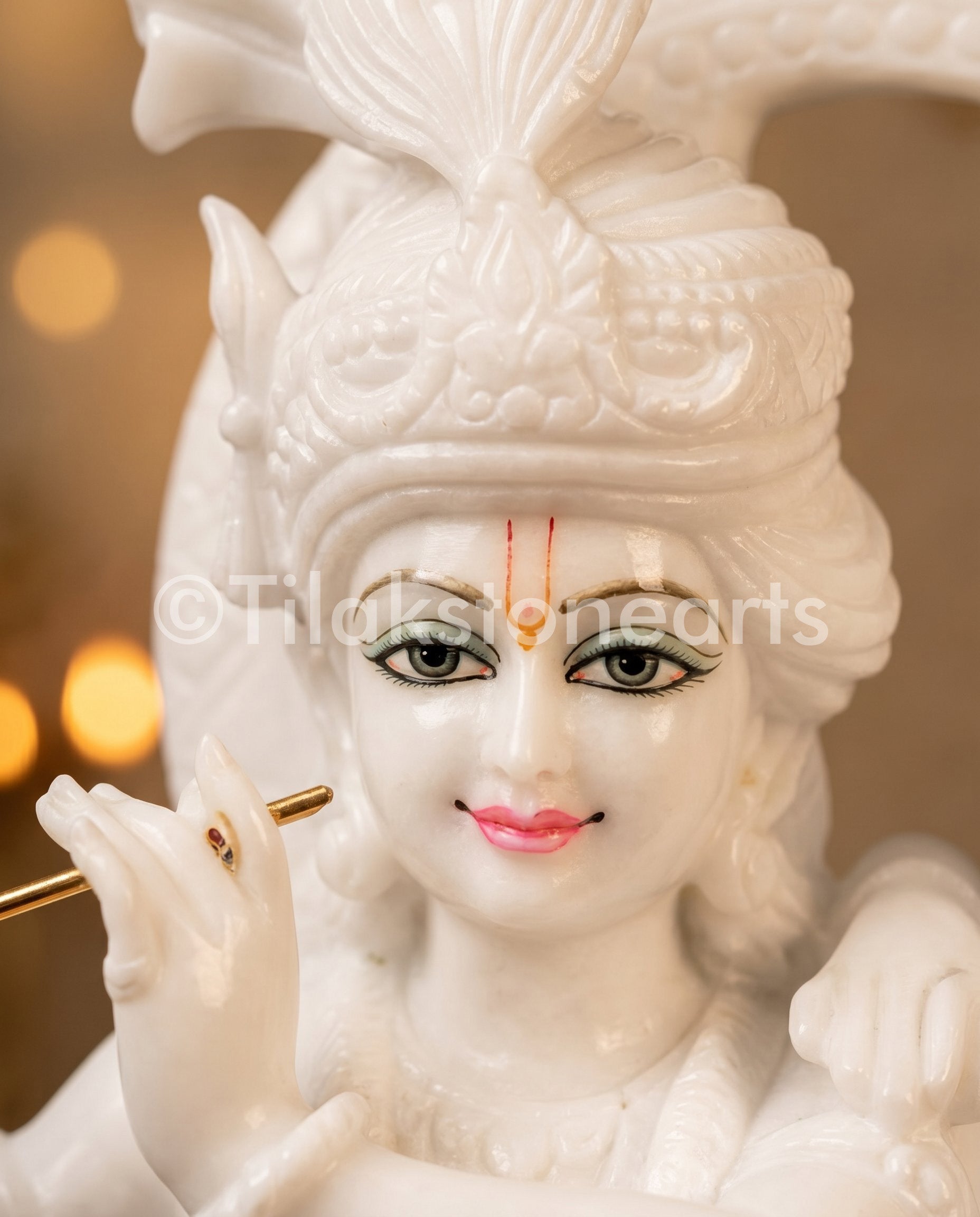 Radha Krishna Jugal Jodi 24" Indian Pure White Marble Idol