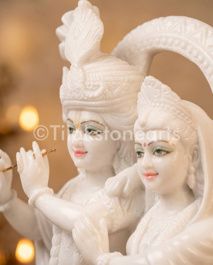 Radha Krishna Jugal Jodi 24" Indian Pure White Marble Idol