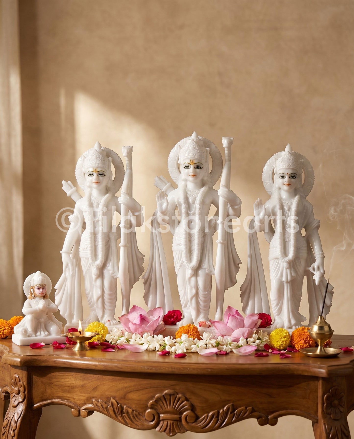 Ram Darbar 18" Indian Pure White Marble Idol