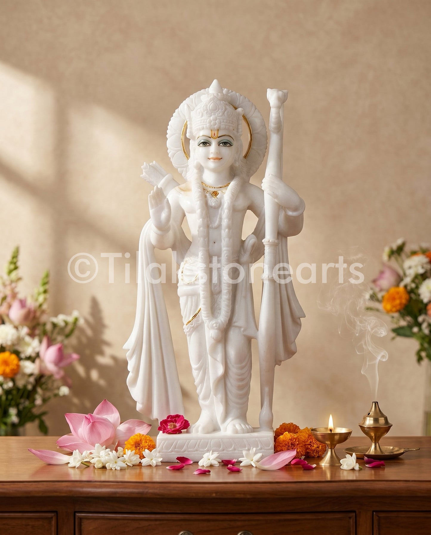 Ram Darbar 18" Indian Pure White Marble Idol