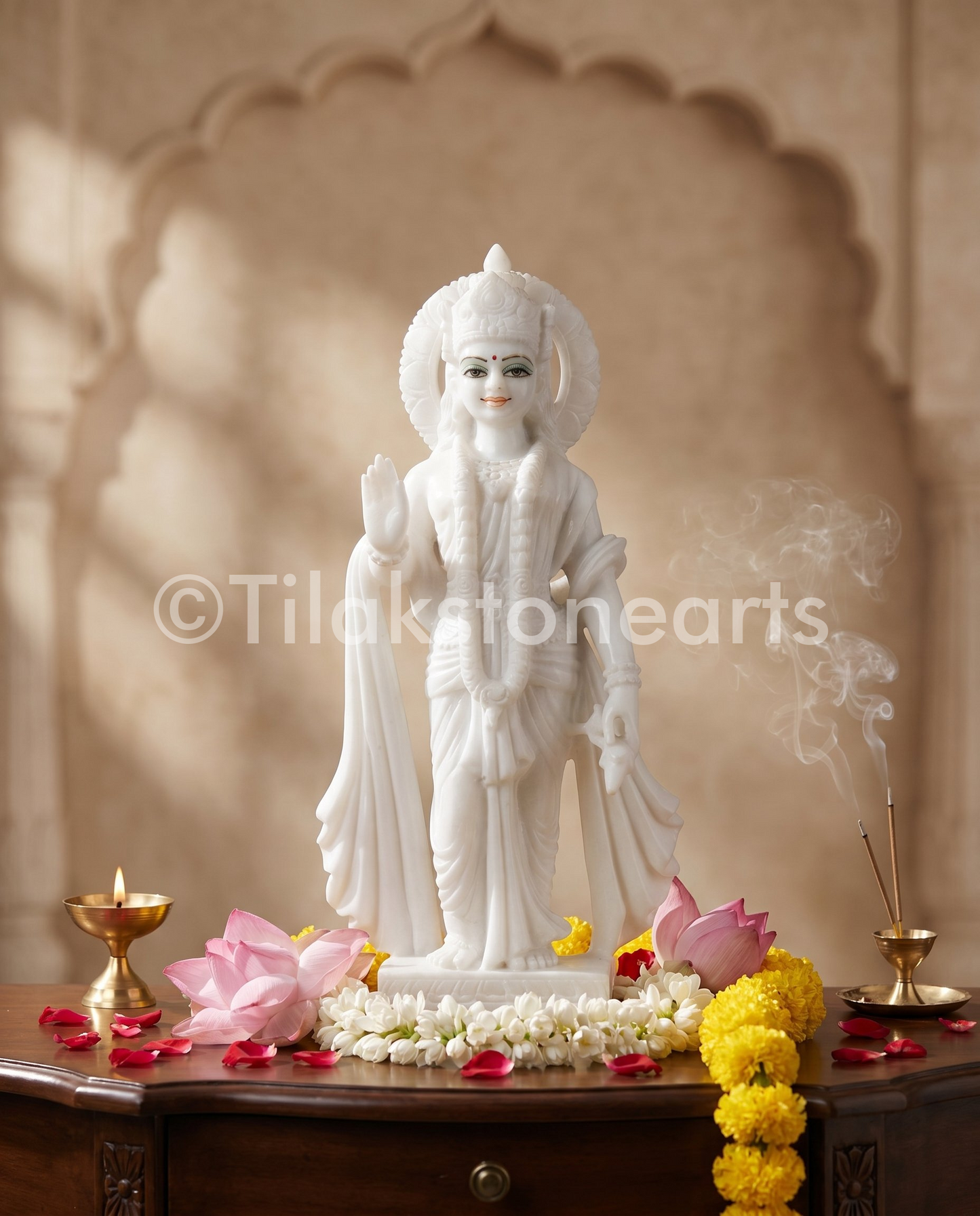 Ram Darbar 18" Indian Pure White Marble Idol