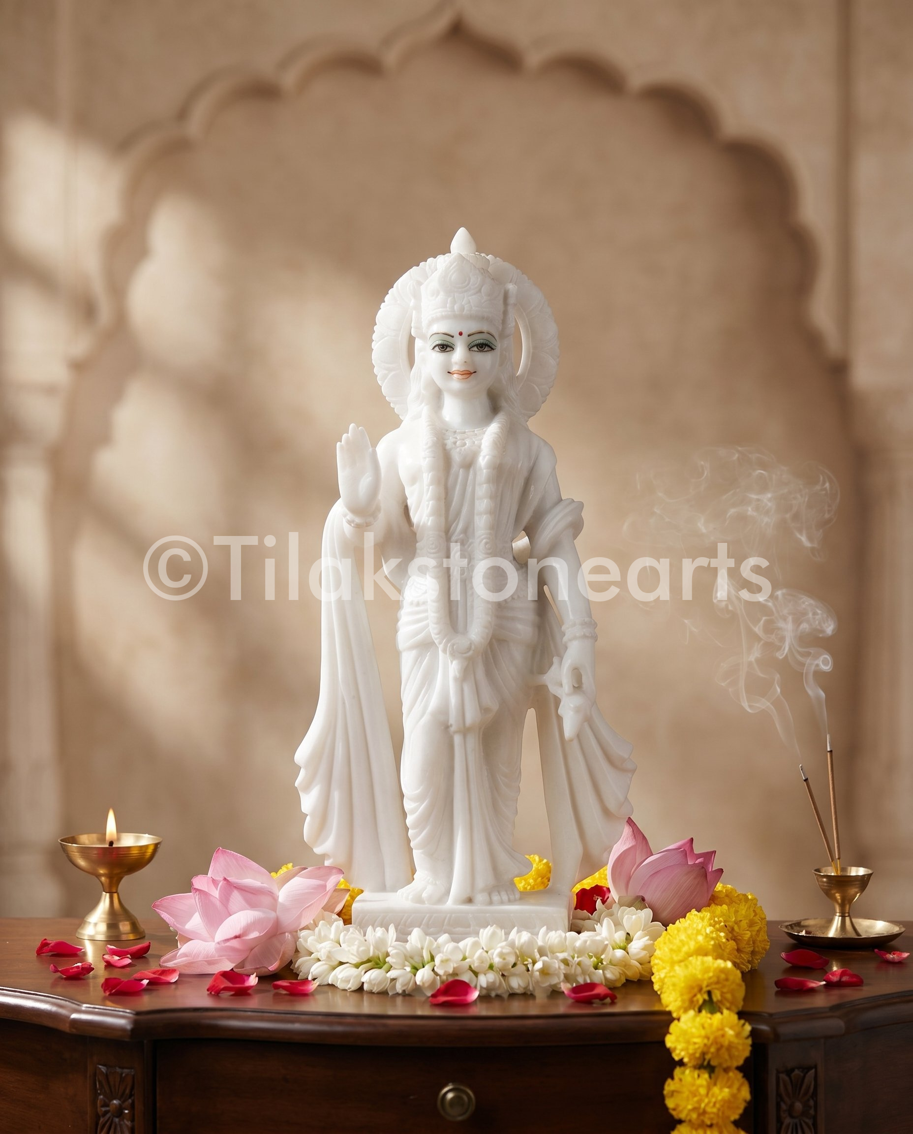 Ram Darbar 18" Vietnam Pure White Marble Idol