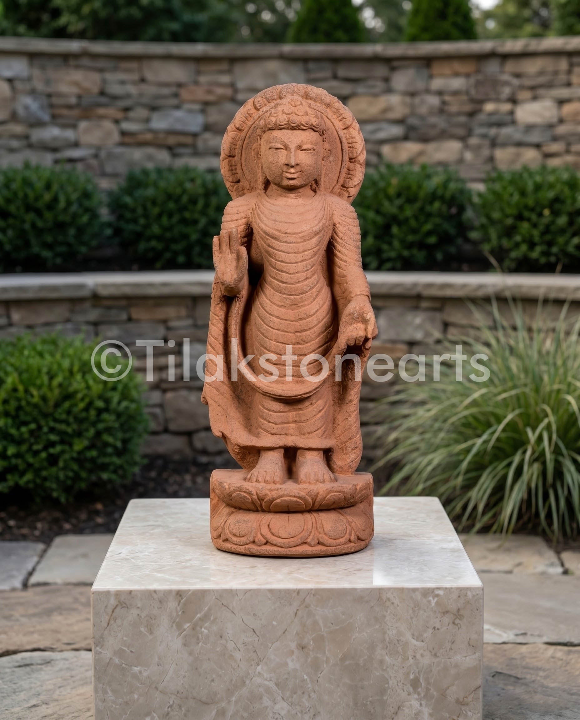 Blessing Buddha 19" Pure Natural Sandstone Idol