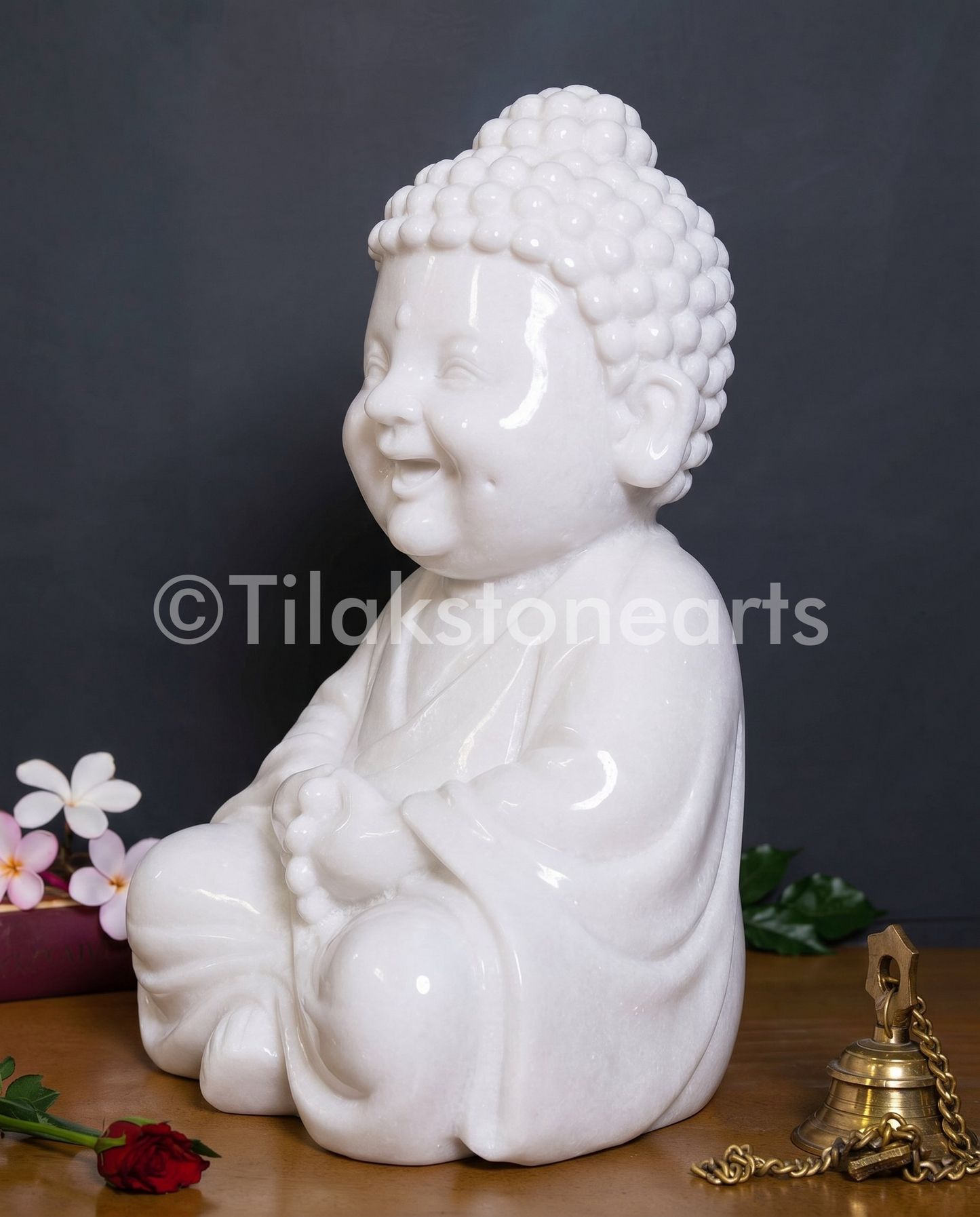Buddha 18" Vietnam Pure White Marble Idol