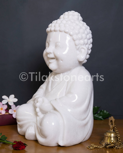 Buddha 18" Vietnam Pure White Marble Idol