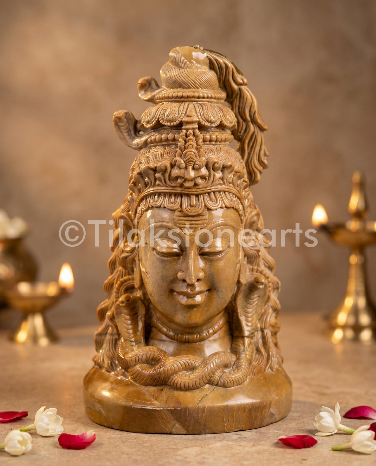Lord Shiva 15” Natural Oakwood Stone Idol